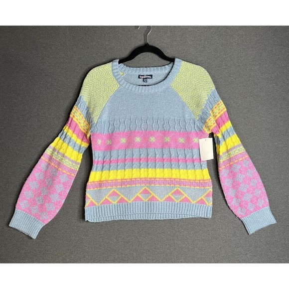 FFRESHMAN 1996 Knit Acrylic Blend Sweater Colorful Pattern Junior Size XL 16 - Picture 1 of 8